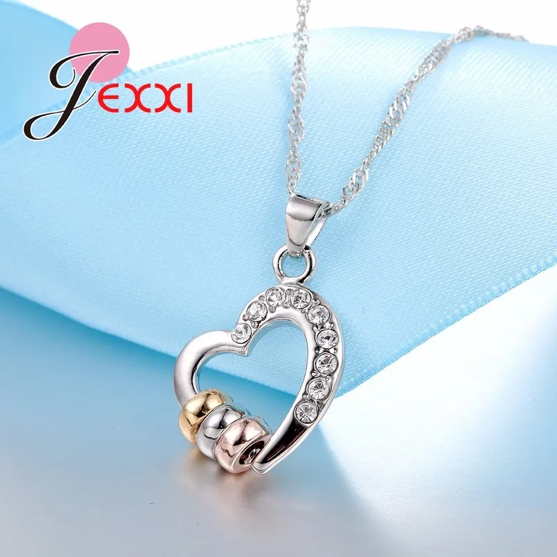 Luxury  Necklace Earrings Jewelry Sets Clear CZ Crystal Rhinestone Heart Shape Womens Jewelry Sets Wholesale