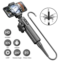 Articulating Borescope Inspection Camera IP67 Waterproof 8.5mm Lens Steering Probe HD 1080P Endoscope For Android and iOS Phone