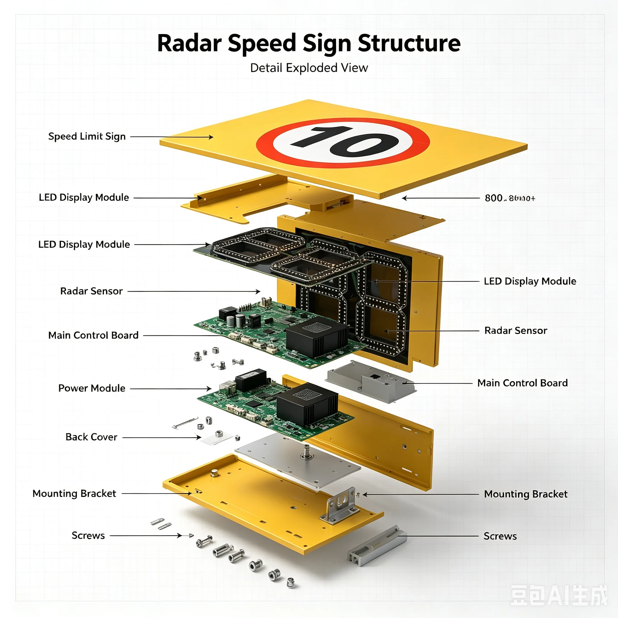 Radar speedometer custom high-speed traffic capture speed led screen solar overspeed sign