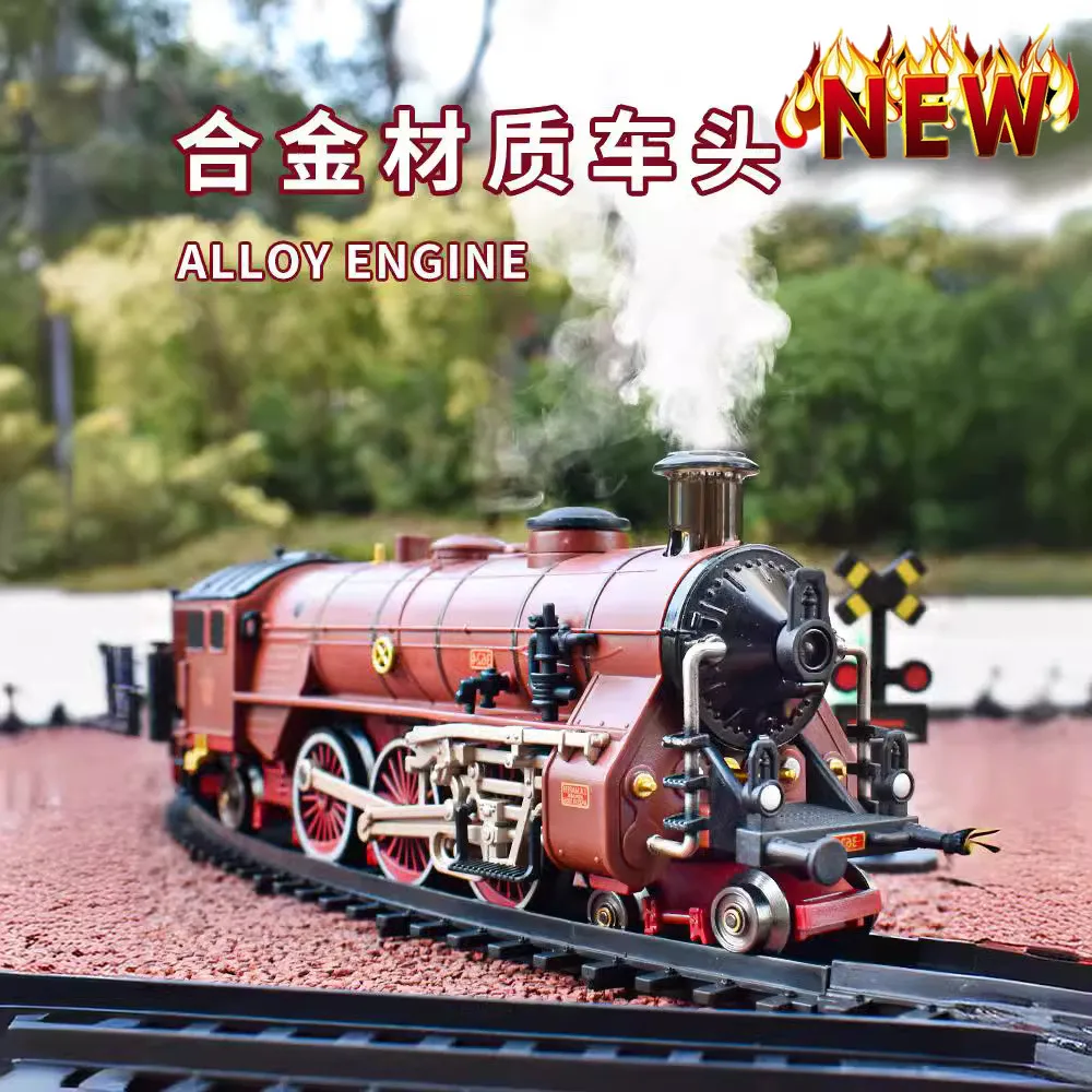 

Retro Steam Train Model Toys Alloy Front Car With Spray Track NOT EASILY BROKEN Children's Electric Train Set Track Train Toys