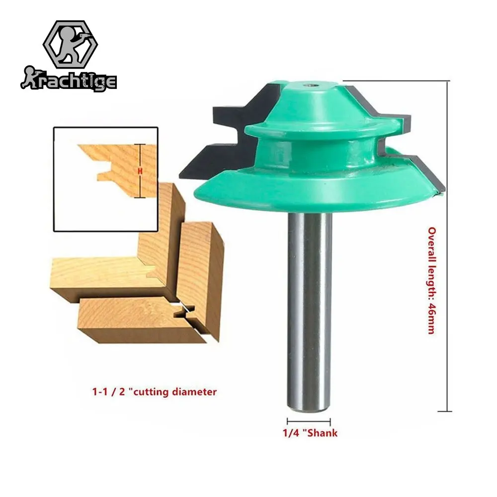 

Krachtige 1/4 Inch Shank 45 Degree Stock Lock Miter Router Bit Woodwork Cutter