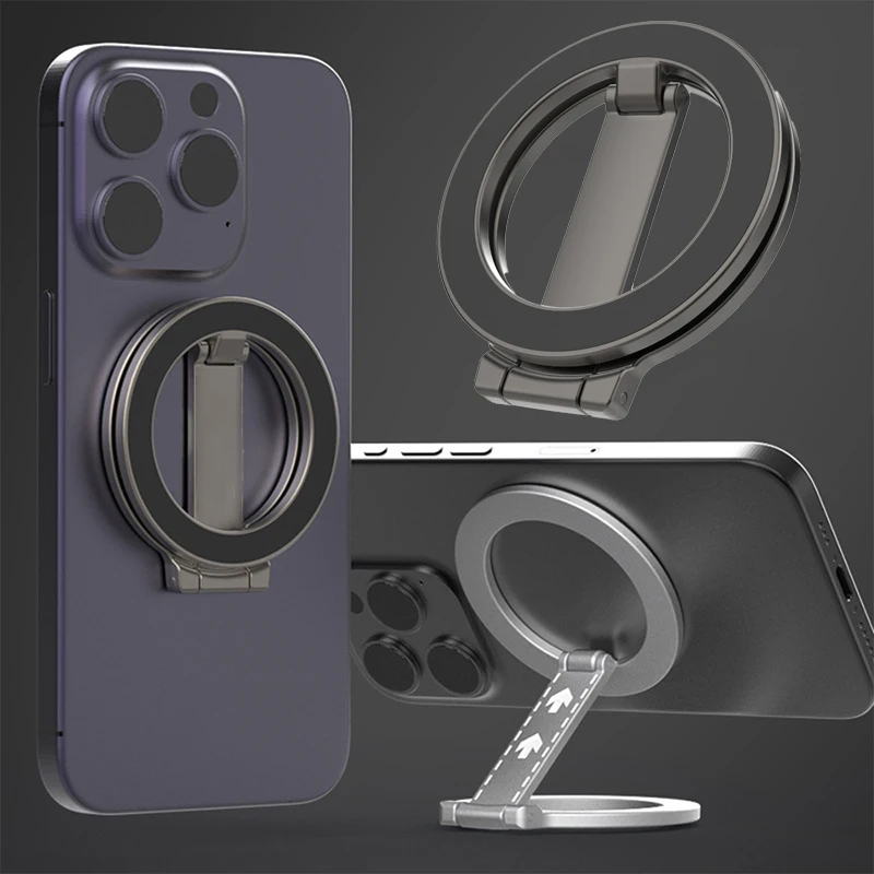 Supporto per anello magnetico forte per telefono cellulare per Apple Magsafe Staffa pieghevole per telefono cellulare con magnete bifacciale per iPhone 16 Samsung