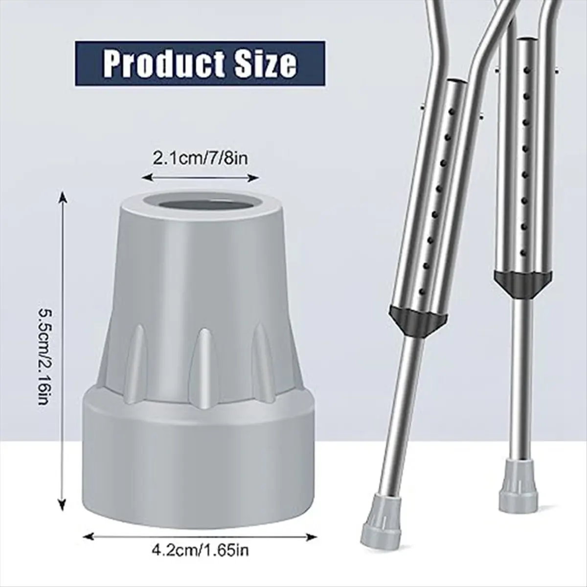 ABZT Crutch Tips, 7/8Inch Heavy Duty Non-Slip Rubber Cane Tips, Replacement Cane Foot Caps, Crutch Pads,6 PCS