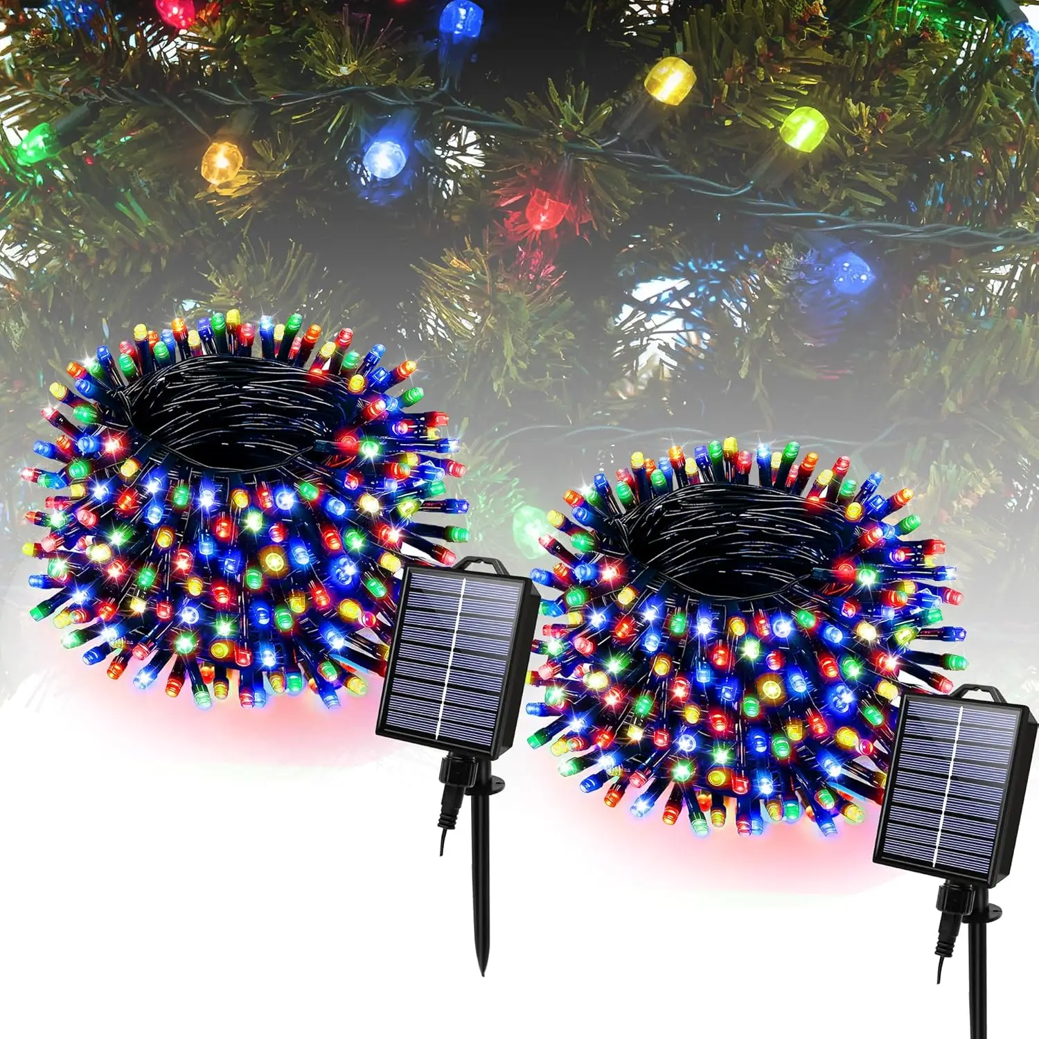 

Solar Christmas Lights Outdoor, 2 Packs 144ft 400 LED, 8 Modes, Waterproof for Patio Garden Party Tree Decor Multicolor