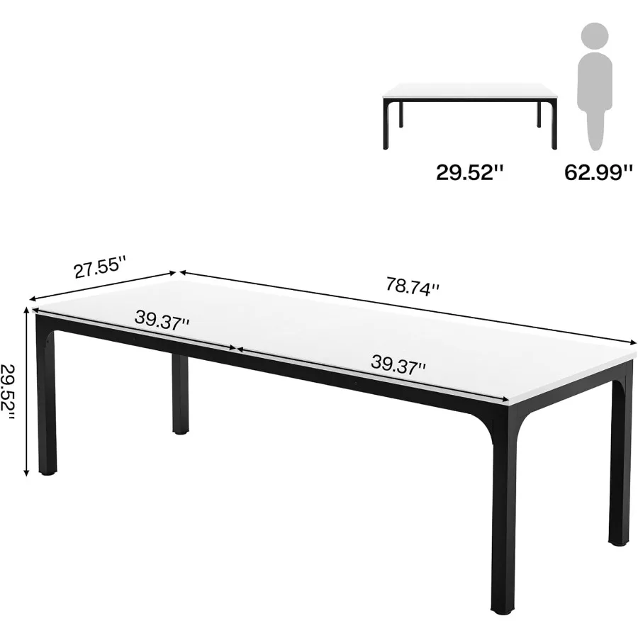 مكتب كمبيوتر بطول 78.7 بوصة لمحطة عمل مزدوجة للمكتب المنزلي مع سطح واسع مثالي لشخصين بتصميم حديث #2