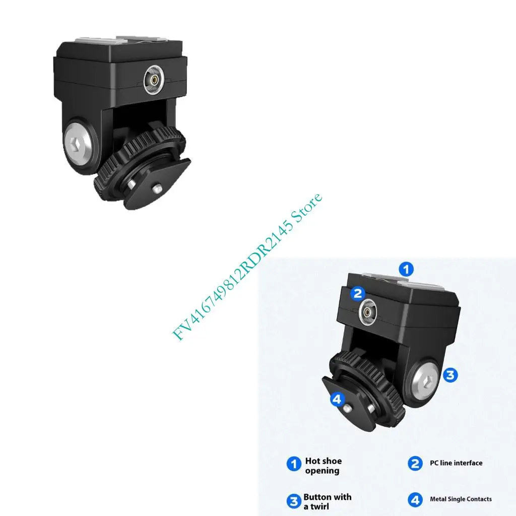 B2EF Metal Plastic Hot Shoe Adapter for Flash 180 Brotation PC Syncing Port