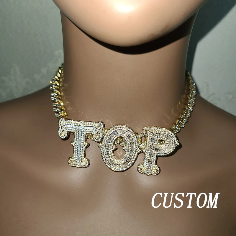 

Ожерелье-колье с индивидуальным именем для мужчин и женщин, персонализированный кулон в форме букв, ювелирные изделия в стиле хип-хоп