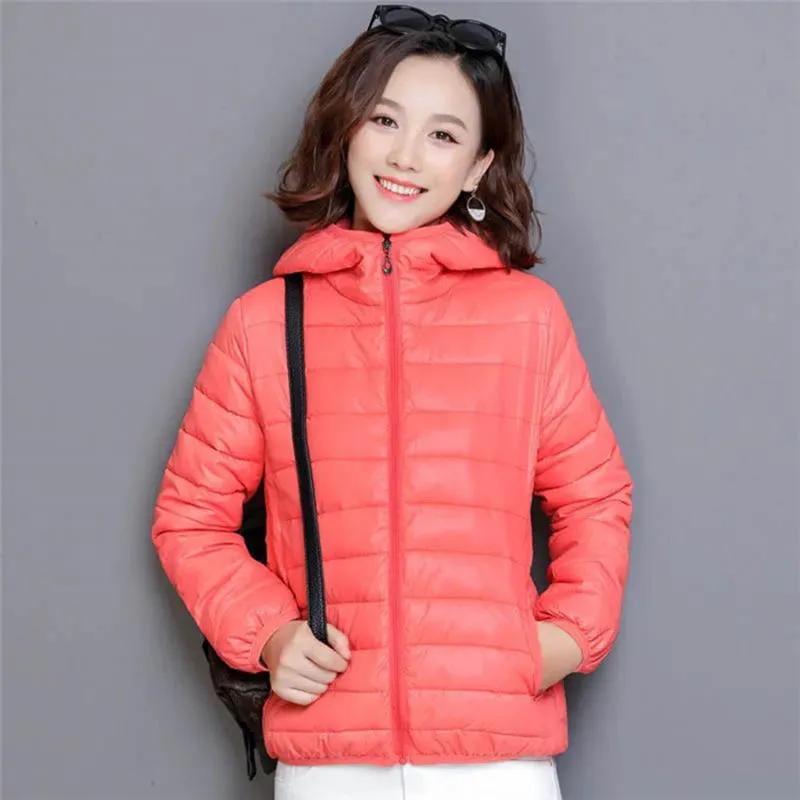 Glossy Winter Down Cotton Jacket 2024 Women Cotton-Padded Coat New Casual Ultra Light Hooded Parkas Short Warm Coat Female