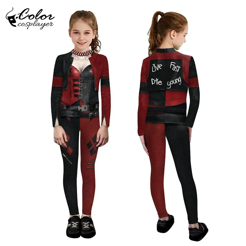 Color Cosplayer Clown Jumpsuit Hero Cosplay Costume Halloween Dress Suit Carnival Party Leggings Long Sleeve Bodysuit Jumpsuit