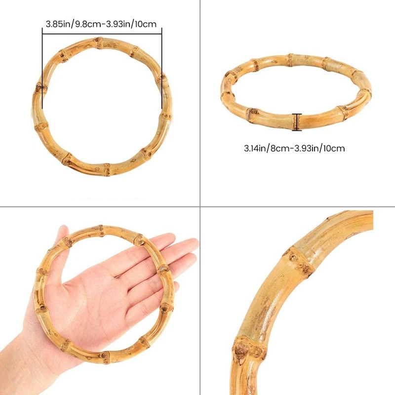 4Pcs Wooden Round Bamboo Bag Handle Replacements Handmade Bag Purse Making Handles For Handbag Crafting