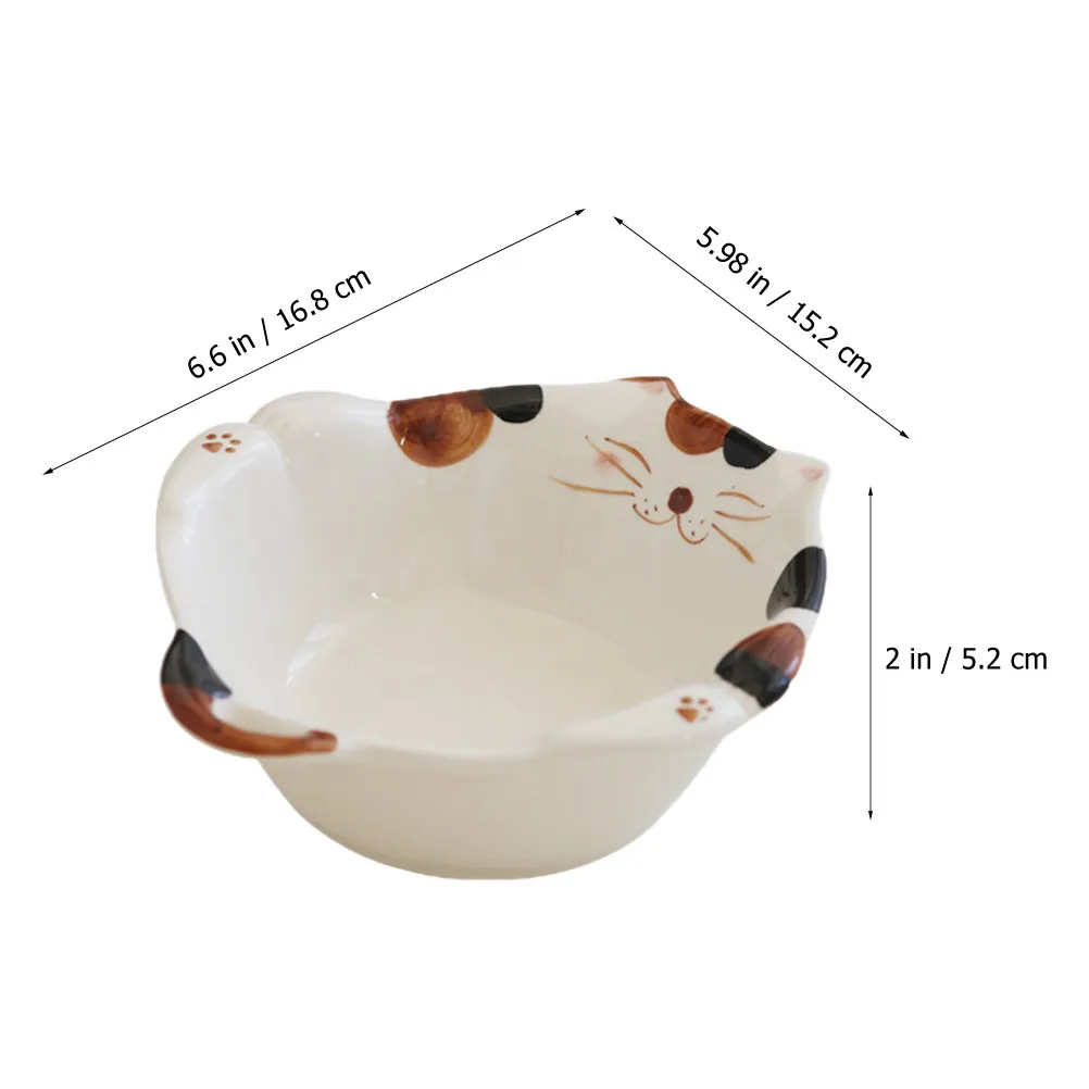 Cute Kitten Pattern Ceramic Bowl for Children Multifunctional Soup Noodle Instant Ramen Porridge Breakfast Serving Dish