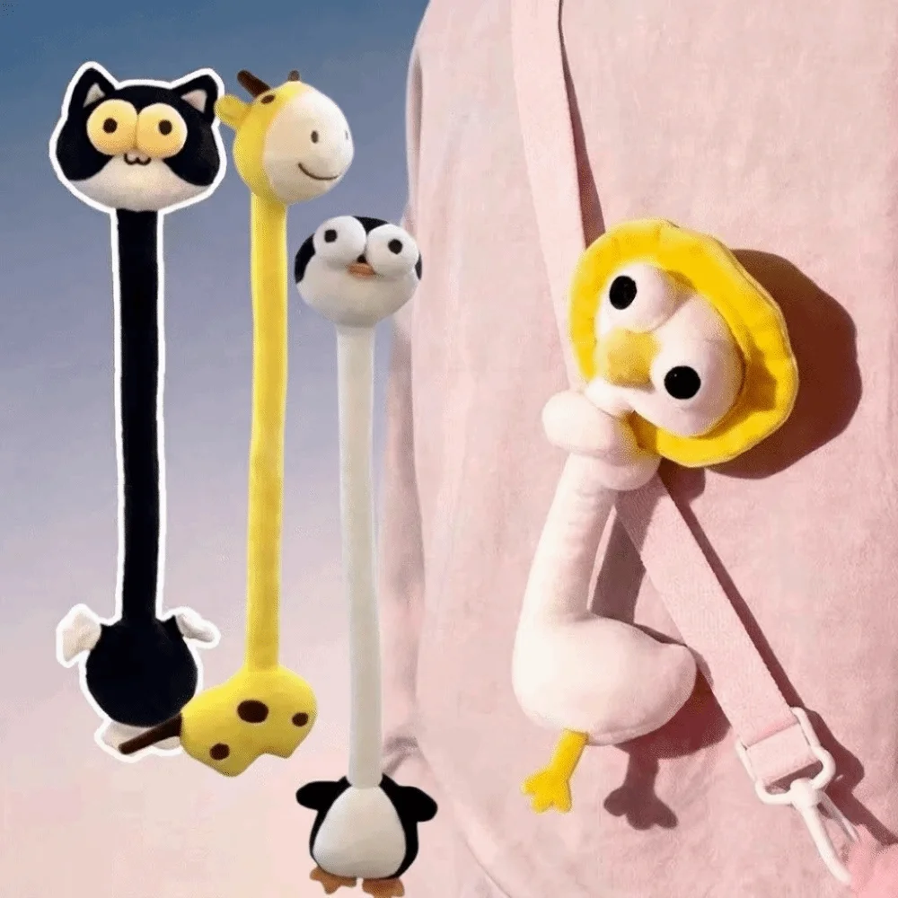

Забавная плюшевая игрушка с длинной шеей: милый мультяшный дизайн (жираф/кошка/пингвин/гусь), подвеска для сумки, 40 см, плюшевая кукла с длинной шеей, украшение для сумки
