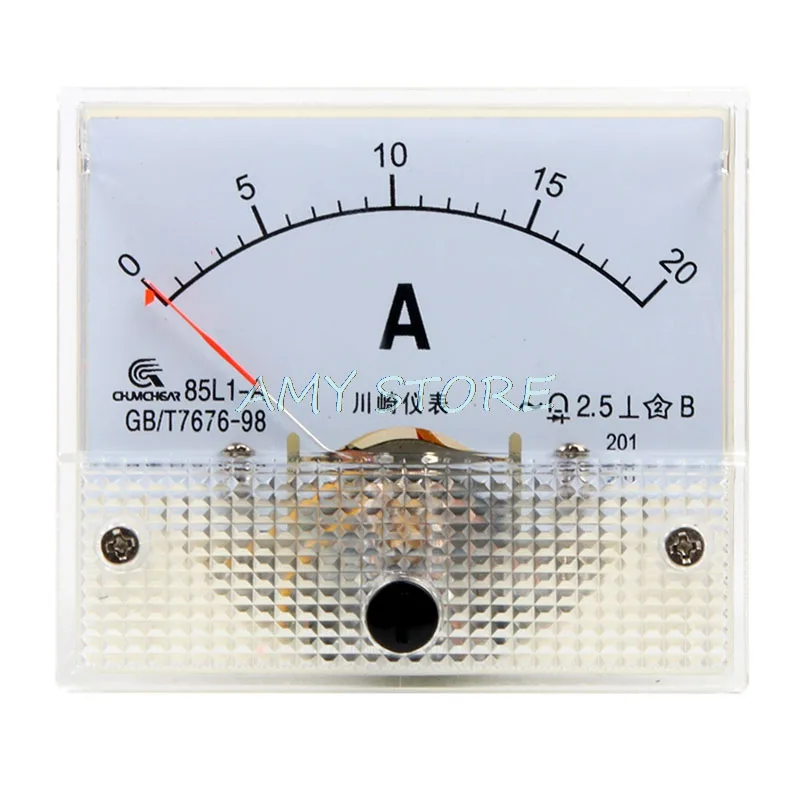 AC Analog Meter Panel 20A AMP Rectangle Current Ammeters 85L1 0-20A Gauge 63 x 54 x 58mm