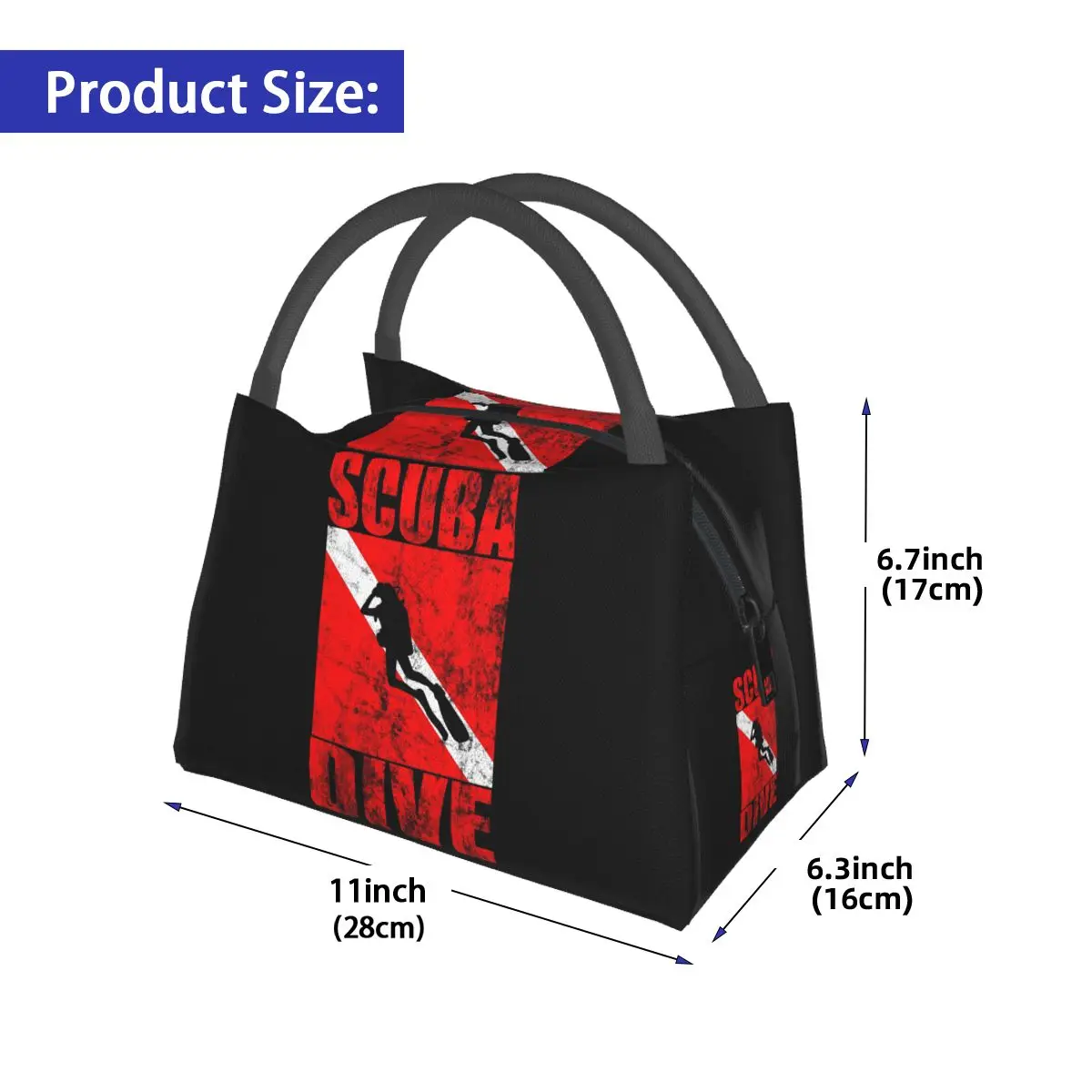 Scuba Dive Diver Down Flag Diving Gear Lunch Bag for School Bento Storage Food Boxes Container Cooler Thermal Lunch Box Tote