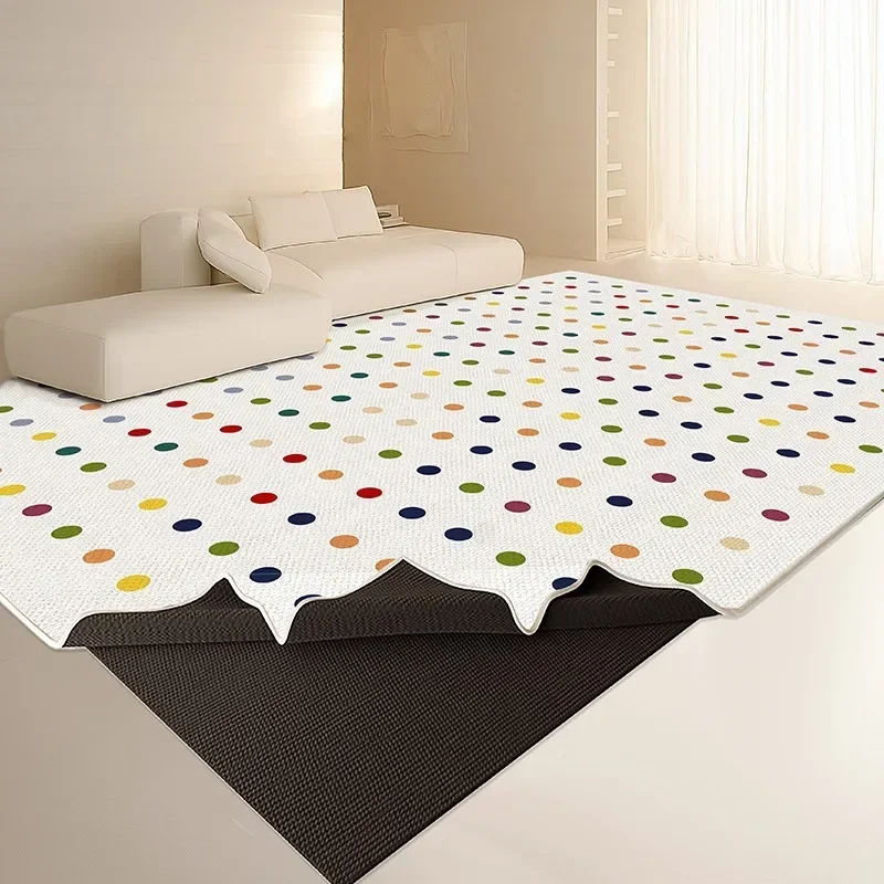 Double Layer Removable Carpet for Living Room Bedroom Machine Washable Foldable Floor Mat Colorful Dots Home Decoration Rug