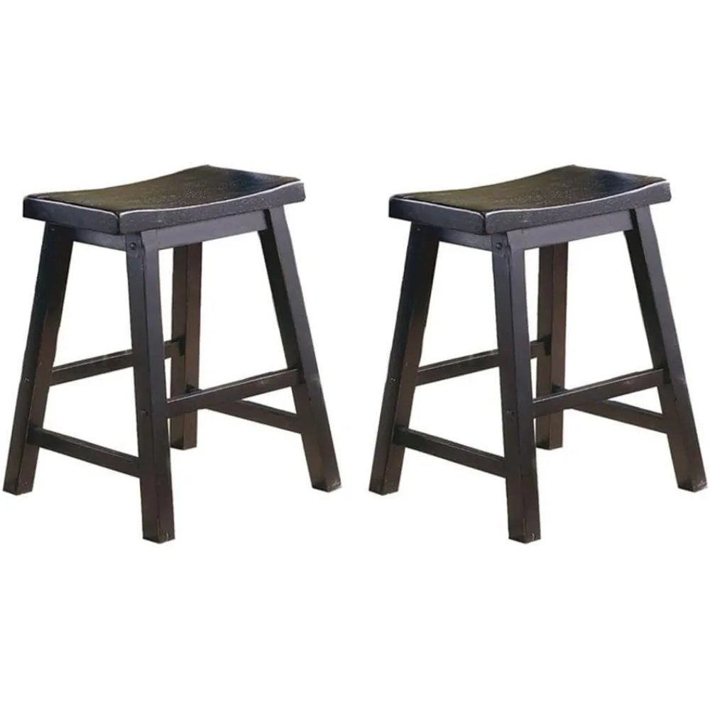 

Saddleback Solid Wood Kitchen Height Bar Stool Set Of 2 - Saddle Kitchen Stool Dining Height Stools for Dining, Arml