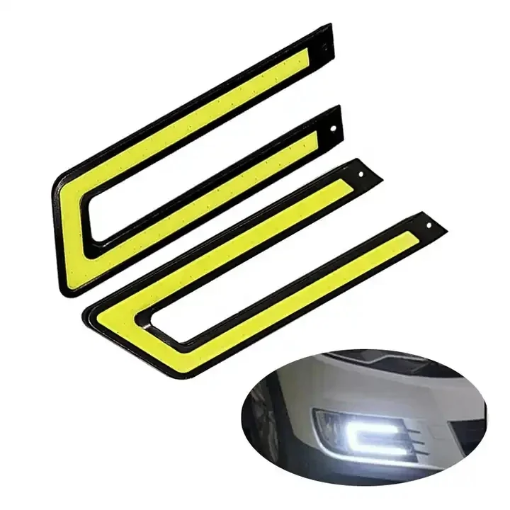 1 زوج U-شكل مشرق LED أضواء السيارة COB LED النهار القيادة سيارة القيادة أضواء الضباب مشرق LED تشغيل أضواء الملحقات