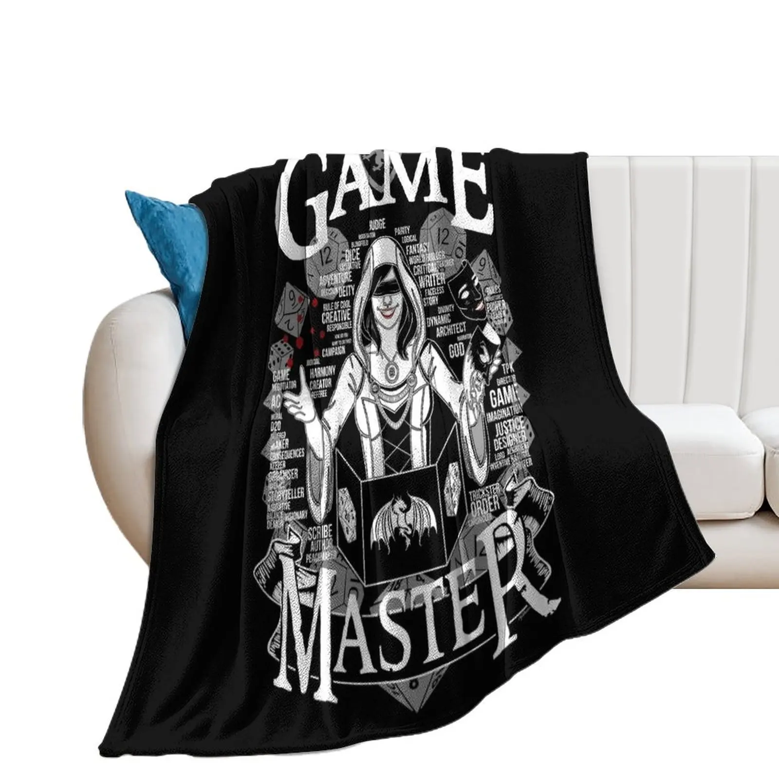 Female Game Master - White Throw Blanket Furrys Retros Blankets