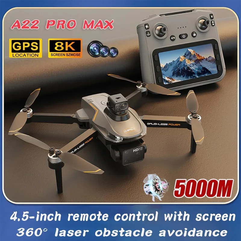 

A22 MAX 8K Dual Camera 5G Foldable Drone - 5KM Range, Large Screen