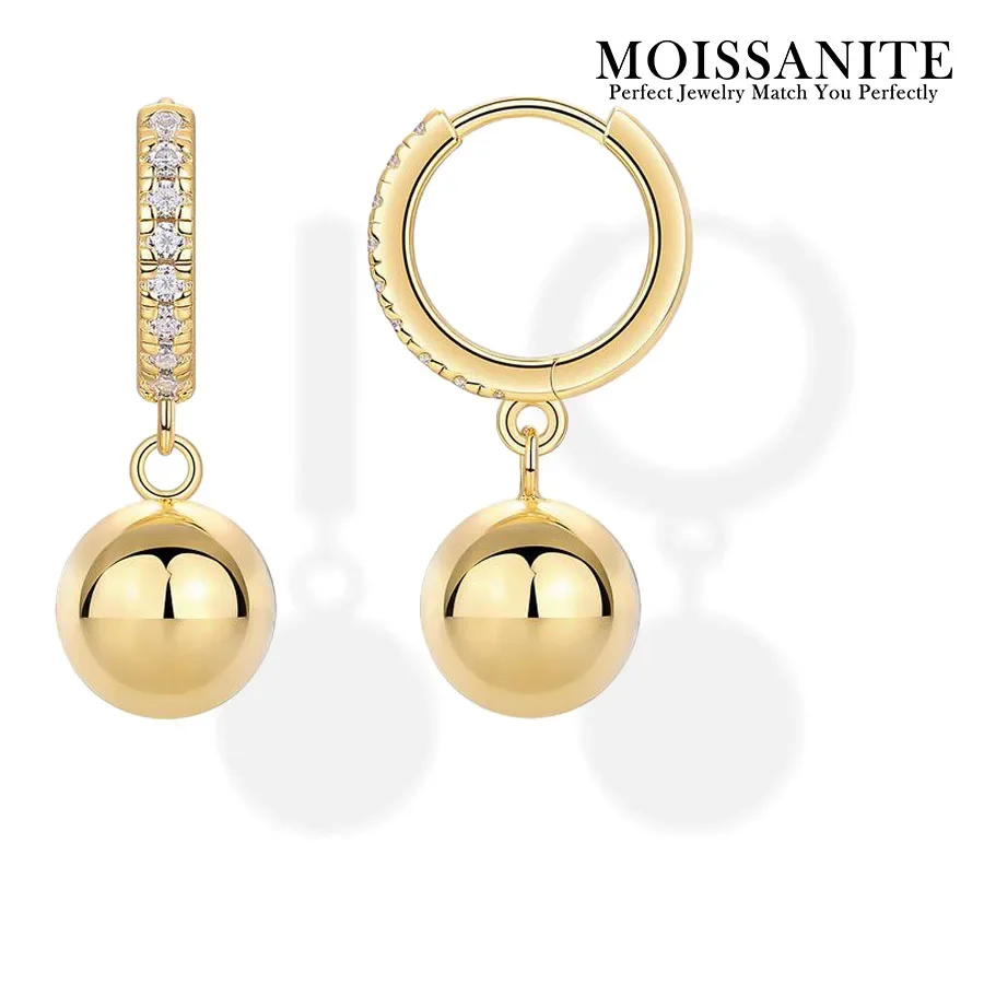 

Серьги-кольца из муассанита 18 карат с покрытием из серебра S925 диаметром 1,5 мм — элегантный дизайн с подвесным шариком