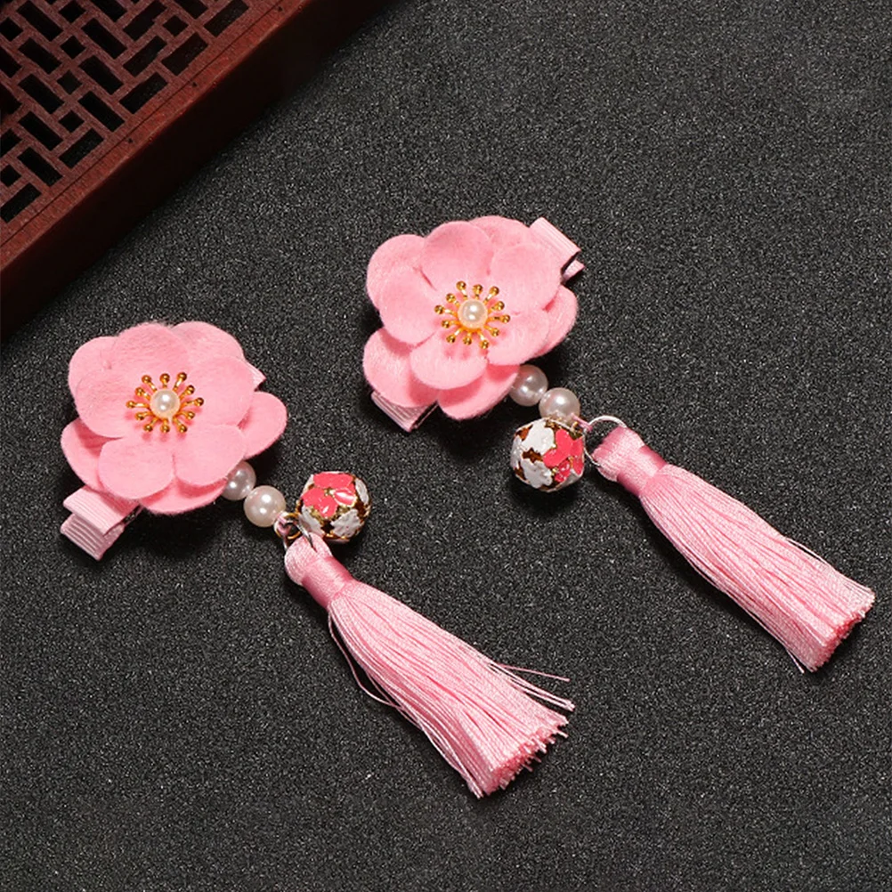 

1Pair Flower Hairpins Tassel Barrette for Girls Chinese Hair Clip Easy Grip Design Perfect for Daily Party Wear Bangs Holders