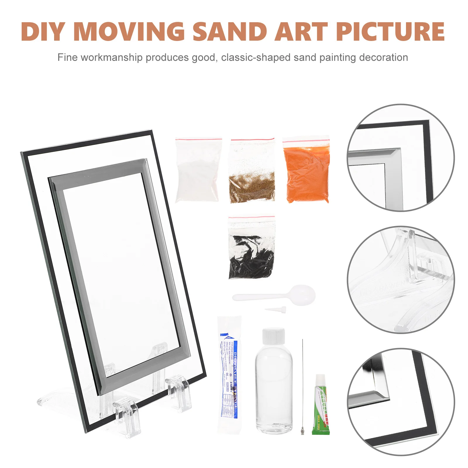 1 مجموعة 1 مجموعة Diy مجموعة صور ثلاثية الأبعاد اللوحة الرملي ديكور سطح المكتب المنزل مكتب الزفاف هدية عيد ميلاد الرمال المشهد حلية