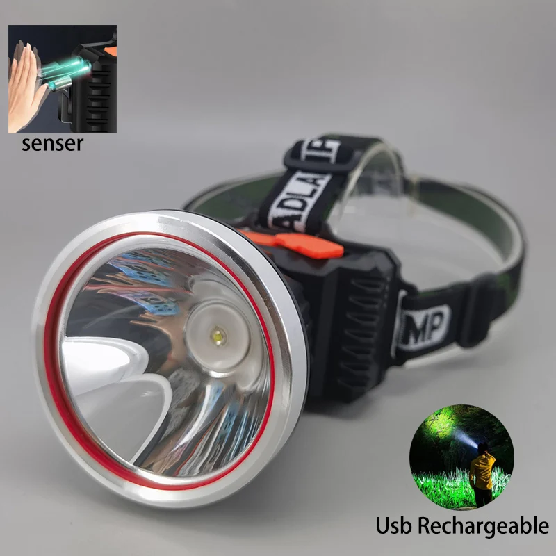 senser Rechargeable USB Miner Lamp high power LED Headlamp headlight head torch white Working light with battery Camping Fishing