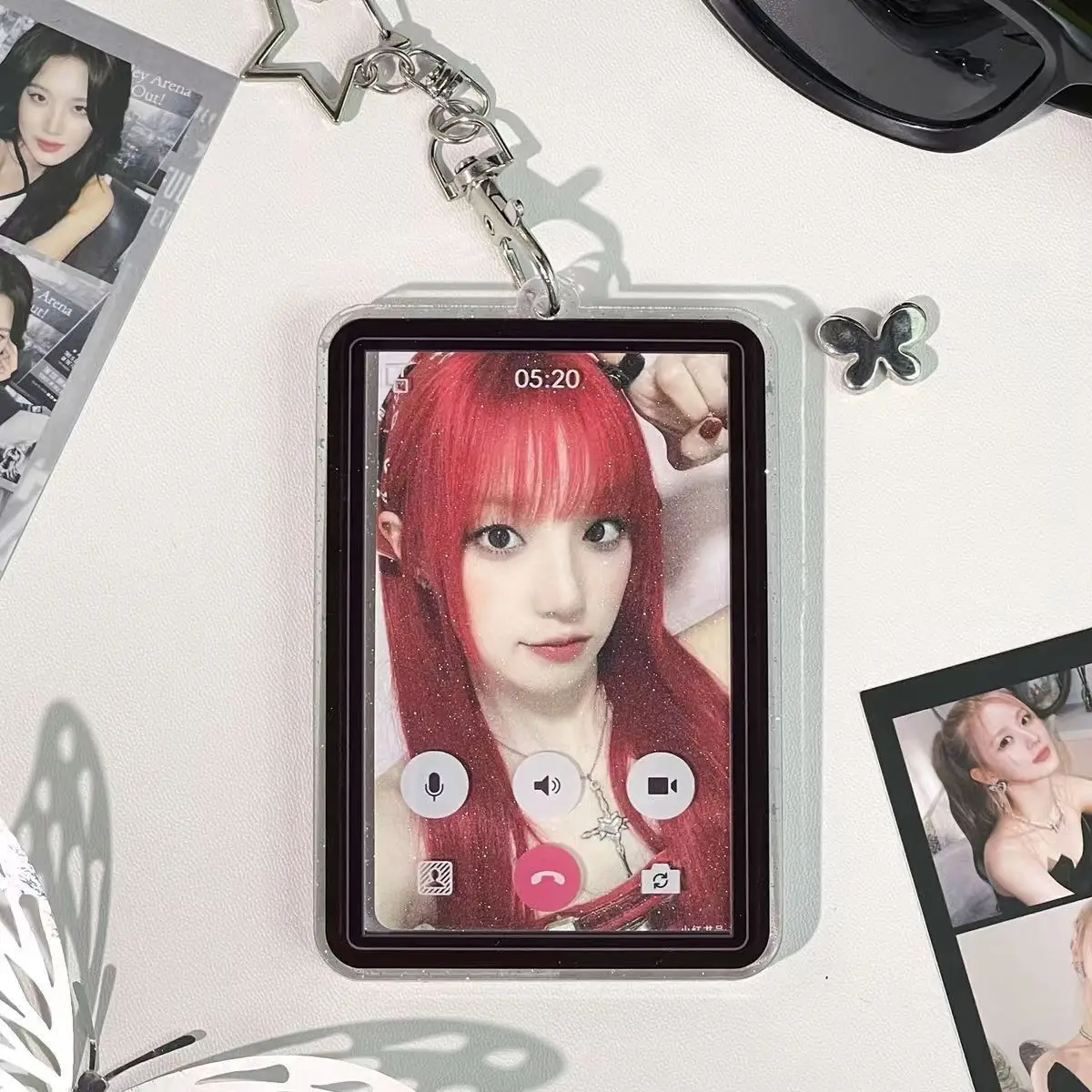 kawayi Ins Video Call 3 Inches Idol Card Holder Kawaii Acrylic Photocard Holder Sleeves Protective Collect Pendants