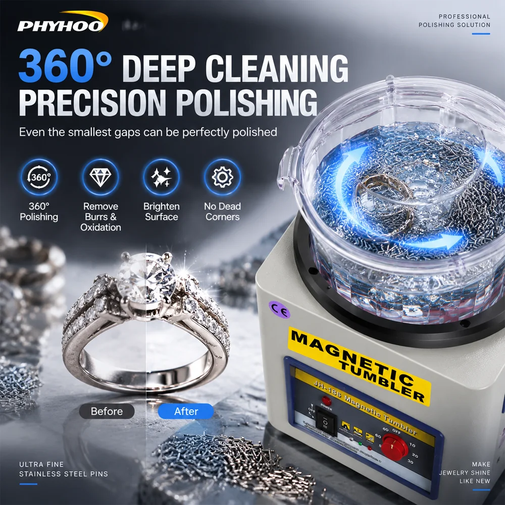 PHYHOO JH185 Magnetic Tumbler - Jewelry Magnetic Tumbler Polisher Pin 评论和价格