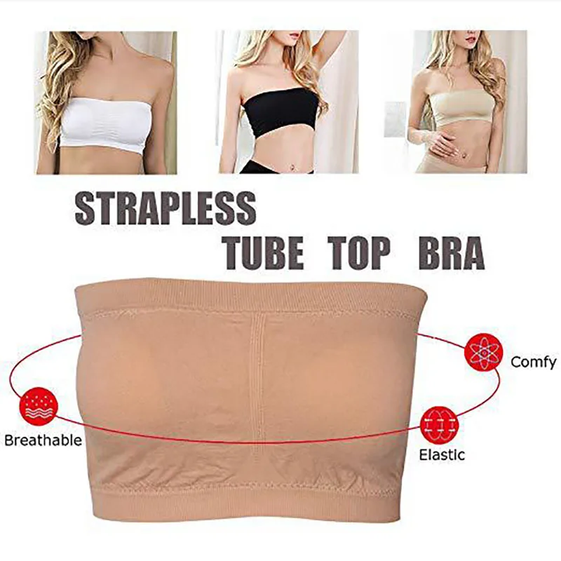 CANLEKALEI L-6XL Size Women's Tube Top Strapless Wrap Chest Ladies Removable Chest Pad Summer One Word  Thin Invisible Underwear