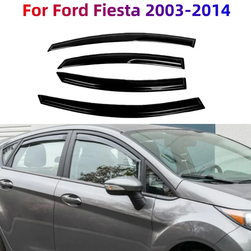 For Ford Fiesta 2003-2014 Window Visors Rain Sun Guard Vent Wind Deflector Weathershield Slim Moulding Trim Cars Accessories
