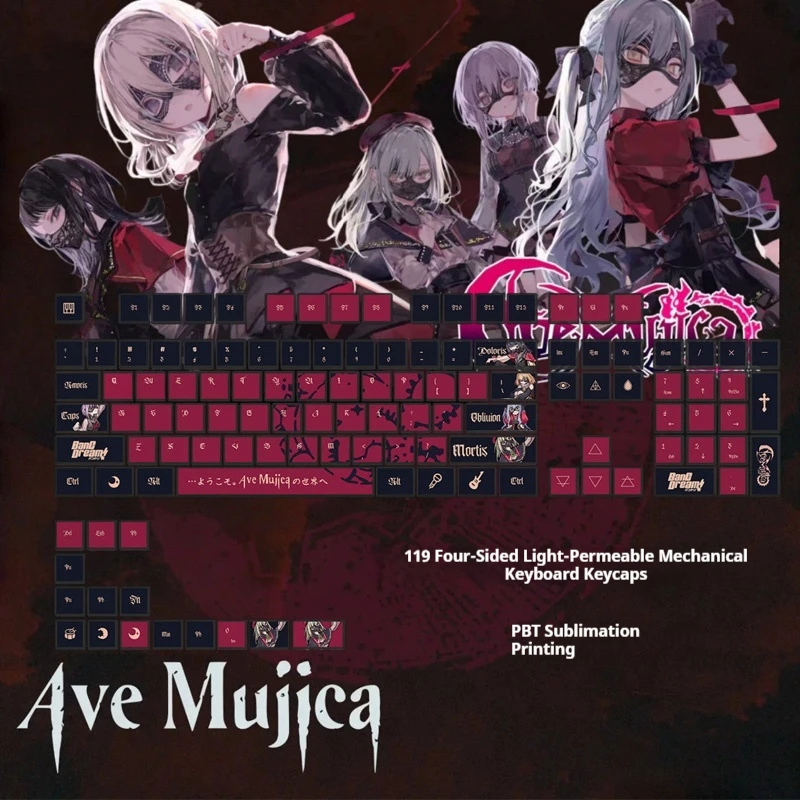 

Механическая клавиатура BanG Dream Ave Mujica, 119 клавиш, аниме, индивидуальный PBT Cherry Height Sakiko Togawa Wakaba Mutsumi, подарки
