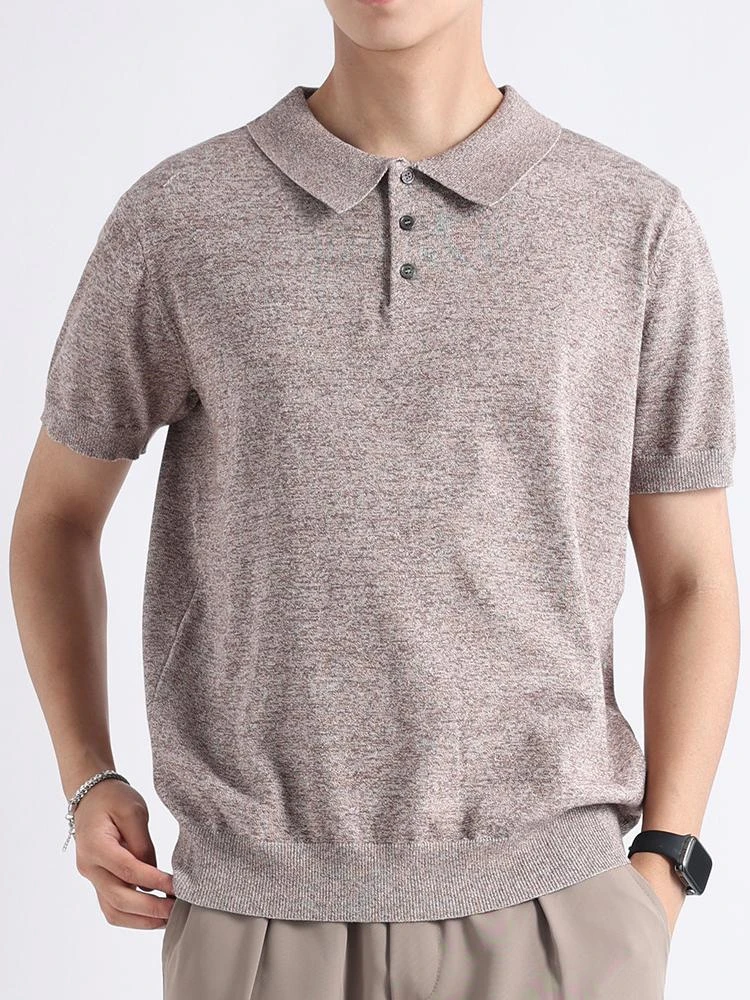 Silky Cotton High-End Knitted Polo Shirts For Men Smart Casual Summer Quality Soft Comfortable Loose Fit Solid Camisas De Hombre