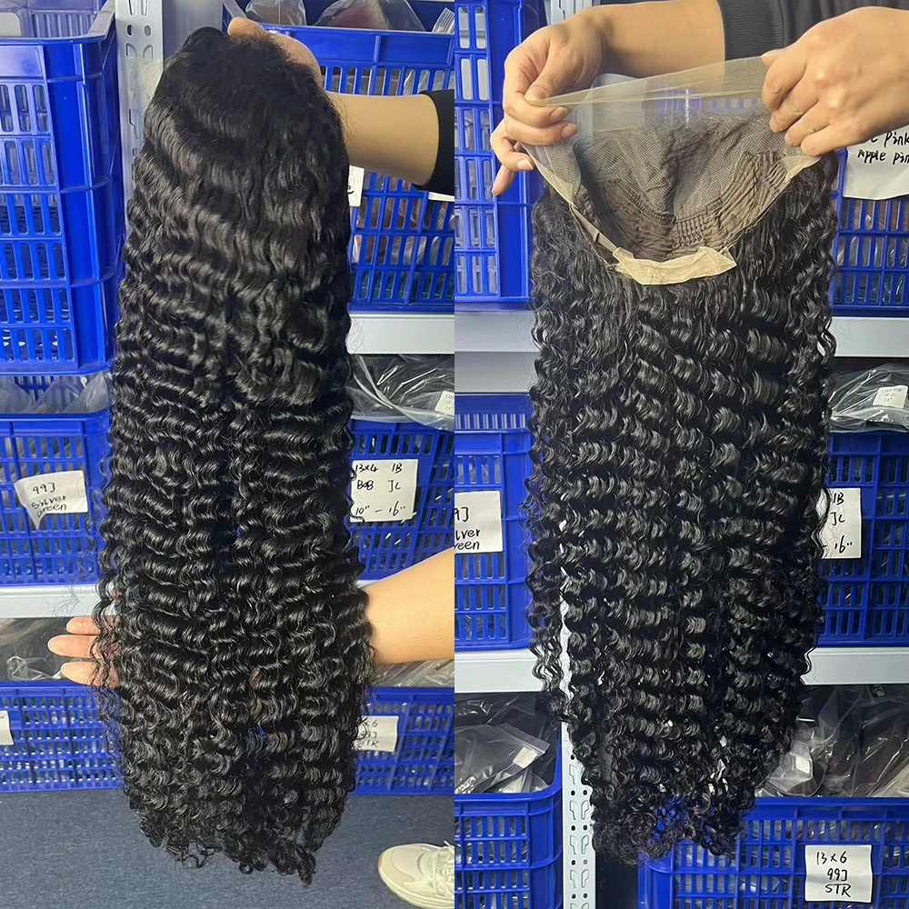 13x6 Deep Wave Frontal Perücke, 13x4 HD Transparente Spitzenfrontperücke, Remy Glueless Deep Curly Lace Front Echthaarperücken für Damen