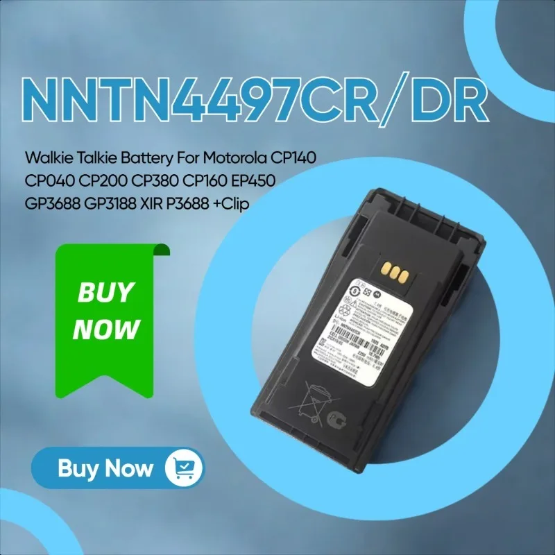 

7.4V 2600mAh NNTN4497CR/DR Walkie Talkie Battery For Motorola CP140 CP040 CP200 CP380 CP160 EP450 GP3688 GP3188 XIR P3688 +Clip