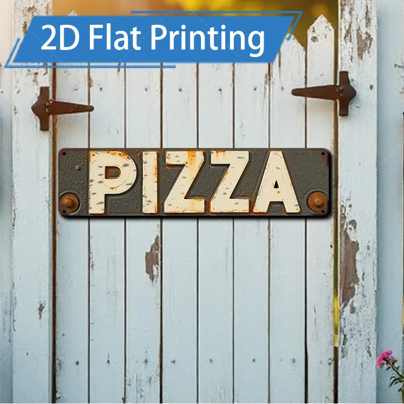 Letrero de Metal rústico "PIZZA", 4x16 pulgadas, para decoración de cocina Vintage, estilo de impresión plana 2D, 1 ud.