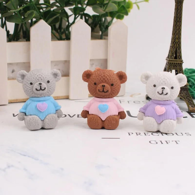 36Pcs Wholesale Creative Love Bear Eraser, Student Holiday Stationery Gift Prizes