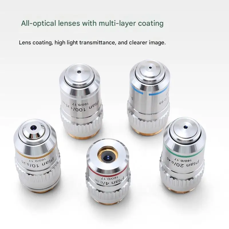 

195-планированный ахроматический объектив 4X 10X 20X 40X 100X для биологического микроскопа с большим увеличением