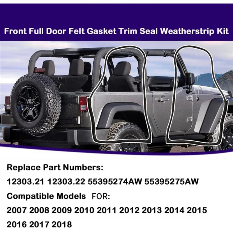 abru-ensemble-de-joints-de-bande-d'etancheite-pour-porte-avant-pour-jeep-wrangle-jk-2007-2018-joint-de-garniture-en-feutre-de-porte-complete-1230321-1230322-remplacement