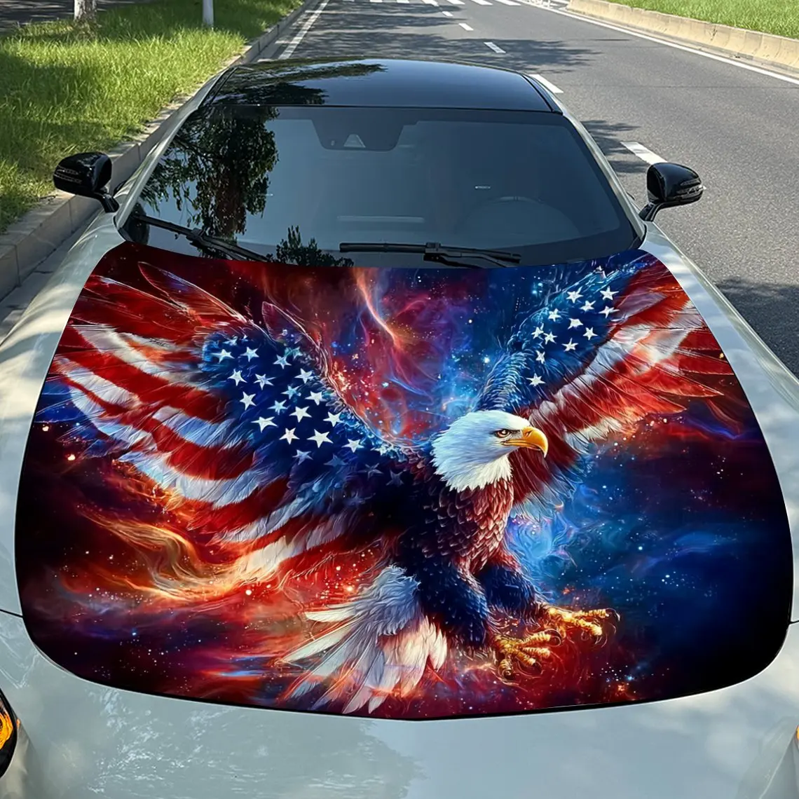 

Star Spangled Banner Element Eagle Car Hood Decal Sticker - Durable Vinyl Wrap For Cars, Trucks, SUVs - Weather-Resistant Protec