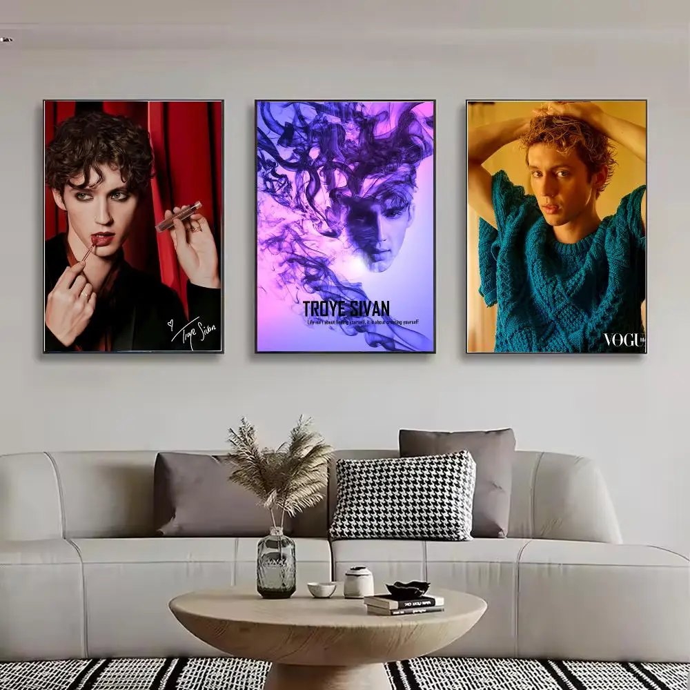 Singer Troye Sivan Painting Calligraphy Stylish Canvas Poster Wall Art for Bedroom Living Room Study Home Decor Gift
