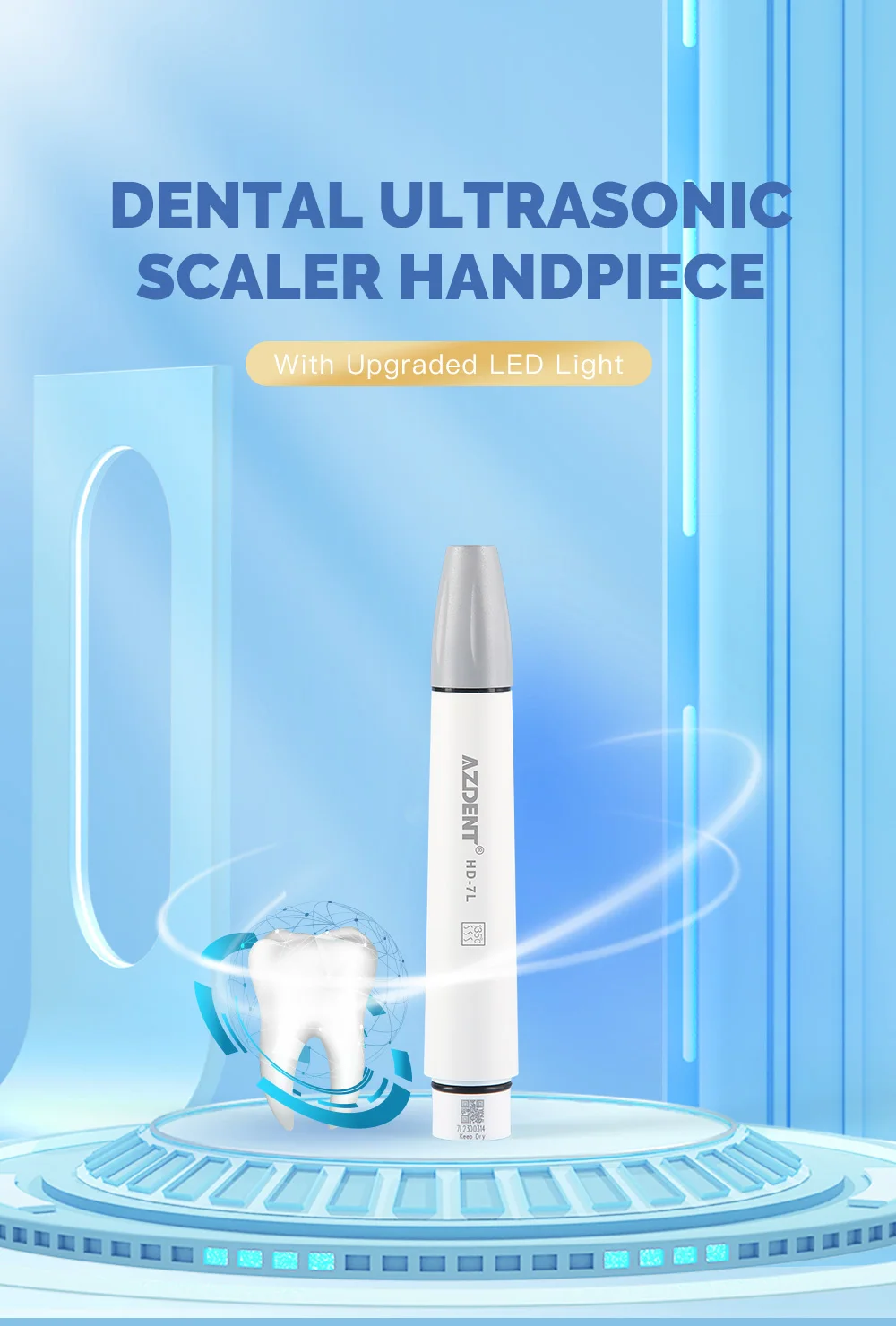AZDENT Dental Ultraschall-Piezo-Scaler-Handstück mit LED-Beleuchtung, Plug-in-Griff, passend für EMS Woodpecker VRN DTE SATELE Ultraschall-Scaler – Detail 19