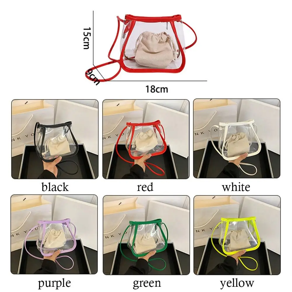 Transparent Shoulder Bag Daily Small Candy Color Clear Jelly Bag PVC Messenger Bag Women Girls