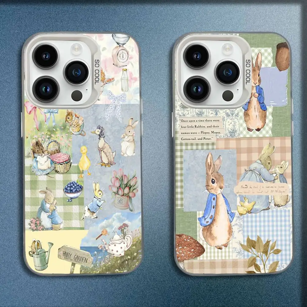 

Phone Case For iPhone 16,15,14,13,12,11,Mini,Pro,E,MAX White Candy Matte Shockproof Cute Lovely P-Peter Rabbit Cover