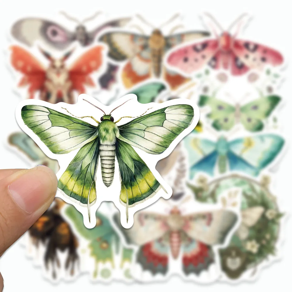 50PCS Funny Colorful Moth Stickers Cartoon Insect Decals For Laptop Luggage Guitar Surf Board Phone Case DIY Graffiti Stickers