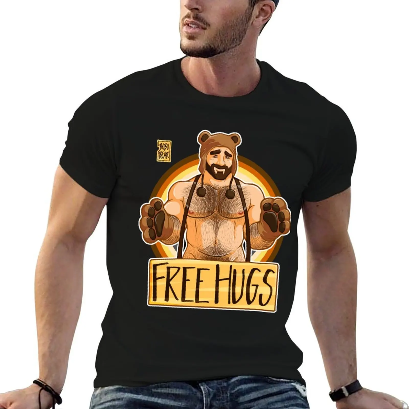 

ADAM LIKES HUGS - BEAR PRIDE T-Shirt cotton t shirt man cotton t shirts high quality T-Shirt