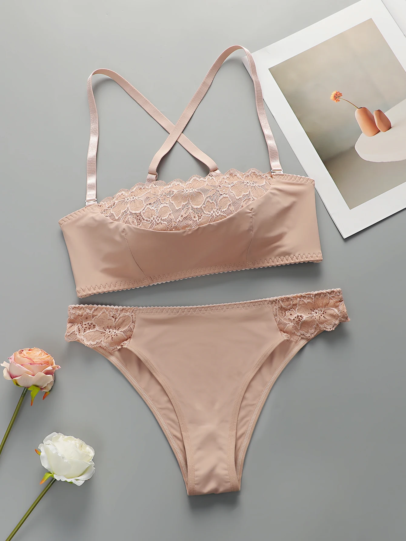 

Women's Sweet Underwear Set with Lace, Steel Hoop, Convolute Push Up Bra, Comfortable Double Wear, Daily Bra Set MR2837