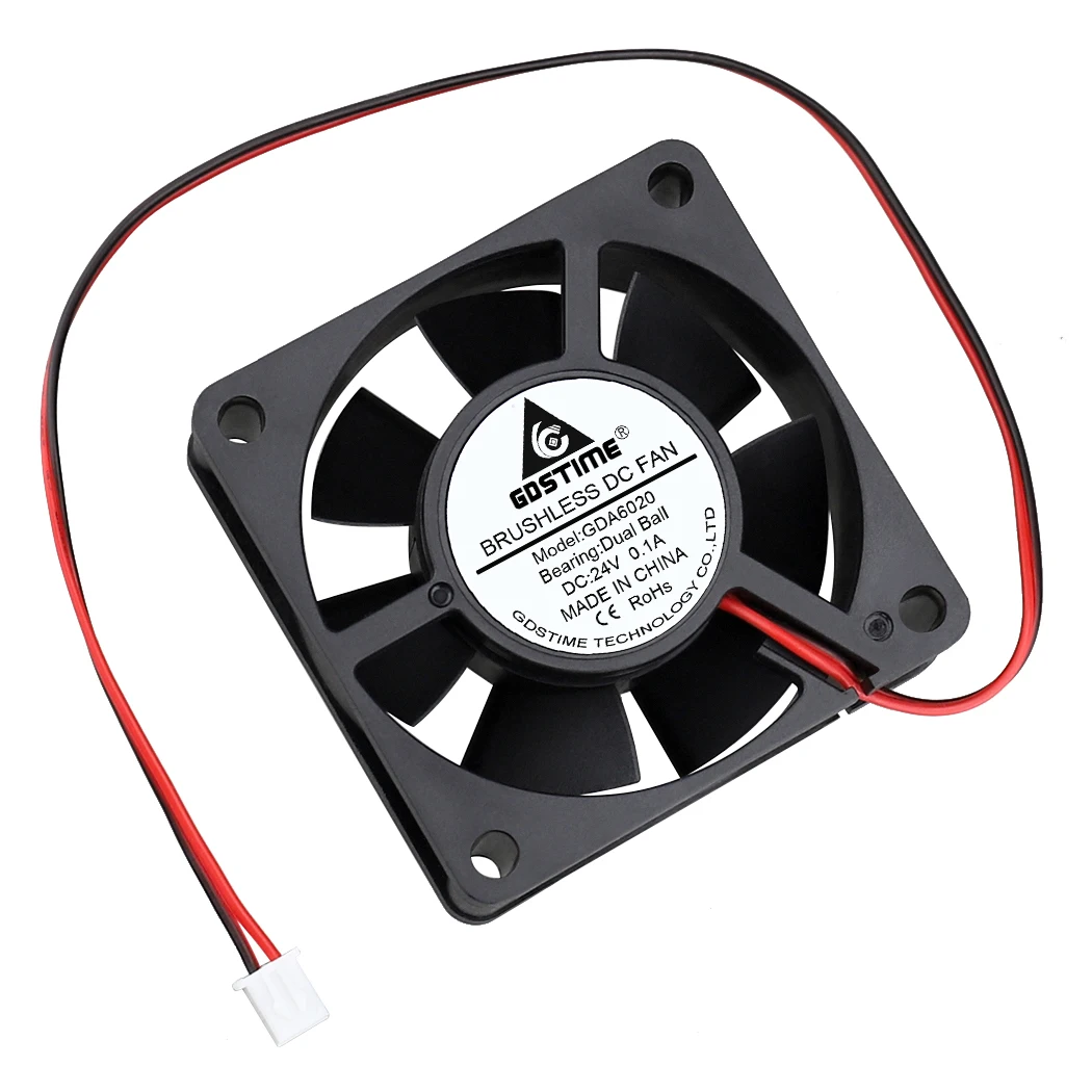 1Pcs Waktu Luang DC 24V 60Mm X 60Mm X 20Mm 60Mm Bola Ganda Aksial Industri case Cooler 6020 6Cm Brushless Exhaust 3D Printer Kipas Pendingin