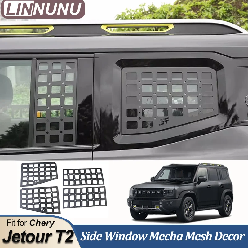 LINNUNU Fit for Chery Jetour Traveller T2 JETOUR T2 Modified Rear Window Stickers Side Window Mecha Mesh Metal Personalize Decor