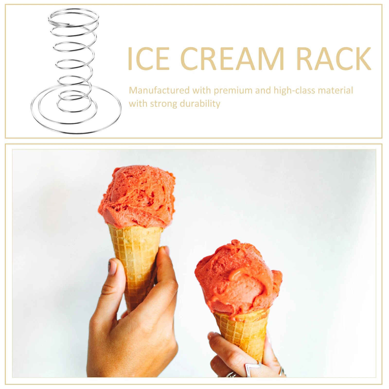 

4 Pcs Stainless Steel Ice Cream Display Rack Cone Holders Stand Fridge Storage Tray Bracket Cake Stand Dessert Holder